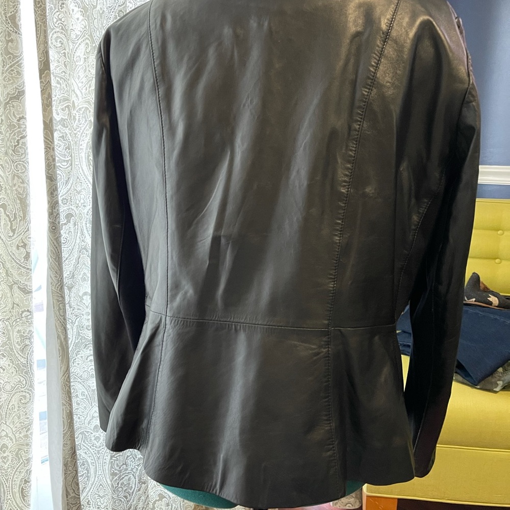 Sejour Black Leather Zip-Front Jacket - Picture 3 of 9